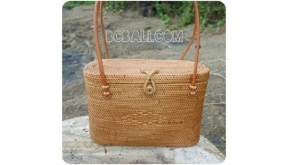 rattan straw handbags full handwoven oval unique style